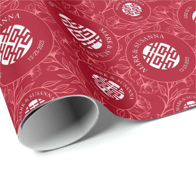 Floral Chinese Traditional Wedding Wrapping Paper (Roll Corner)