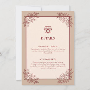 Floral Chinese Wedding Details Enclosure Card