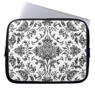 Floral Chinoiserie Black & White Watercolor Laptop Sleeve