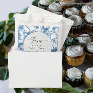 Floral Chinoiserie Blue and White Toile Bridal Favour Bag