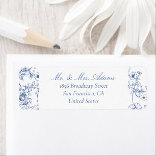 Floral Chinoiserie Blue Pre-Addressed Return Address Label