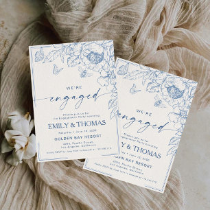 Floral Chinoiserie Engagement Party Invitation