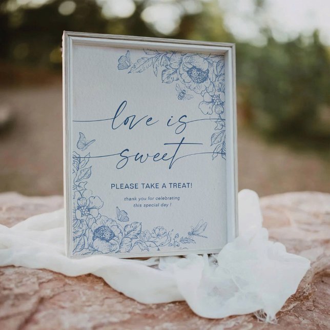 Floral Chinoiserie Love Is Sweet Pedestal Sign (Creator Uploaded)