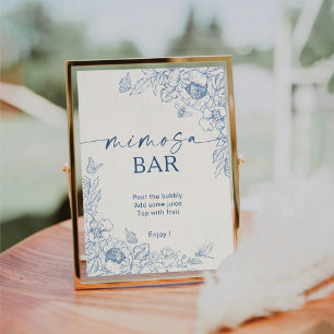 Floral Chinoiserie Mimosa Bar Pedestal Sign