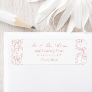 Floral Chinoiserie Pink Pre-Addressed Return Address Label