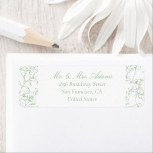 Floral Chinoiserie Sage Green Pre-Addressed Return Address Label