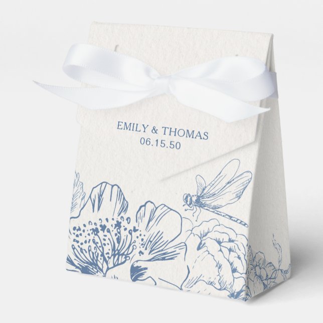 Floral Chinoiserie Wedding Favour Boxes (Front Side)