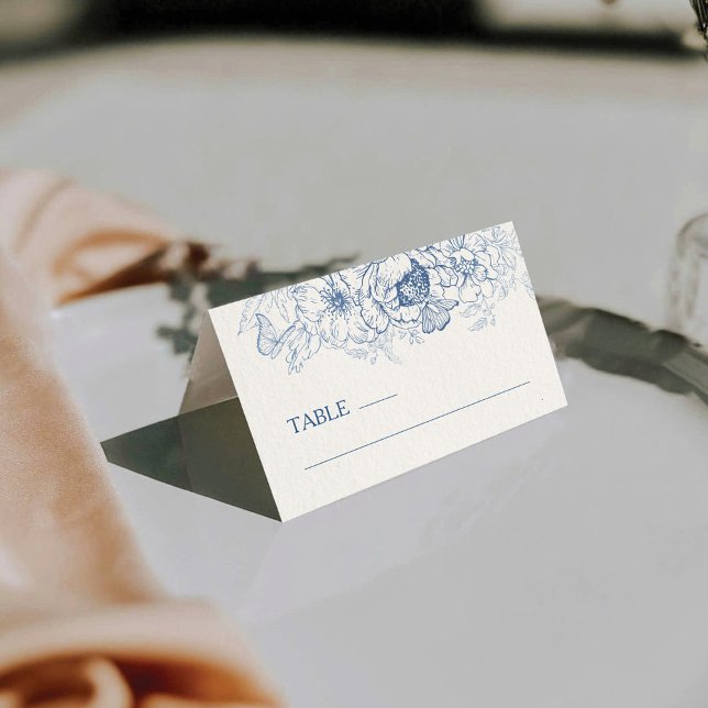 Floral Chinoiserie Wedding Folded Place Card (Creator Uploaded)