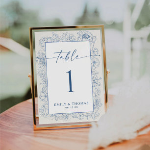 Floral Chinoiserie Wedding Table Number Card