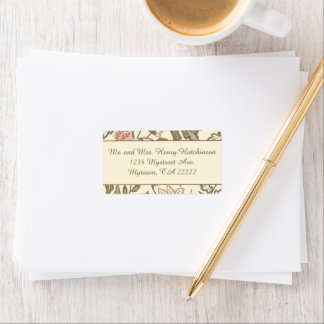 Floral Chintz Sage Green Dusty Pink Wedding Label