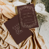 Floral Chocolate Brown Botanical Old Money Wedding