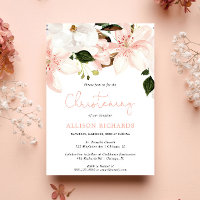 Floral Christening lilies blush pink white greener