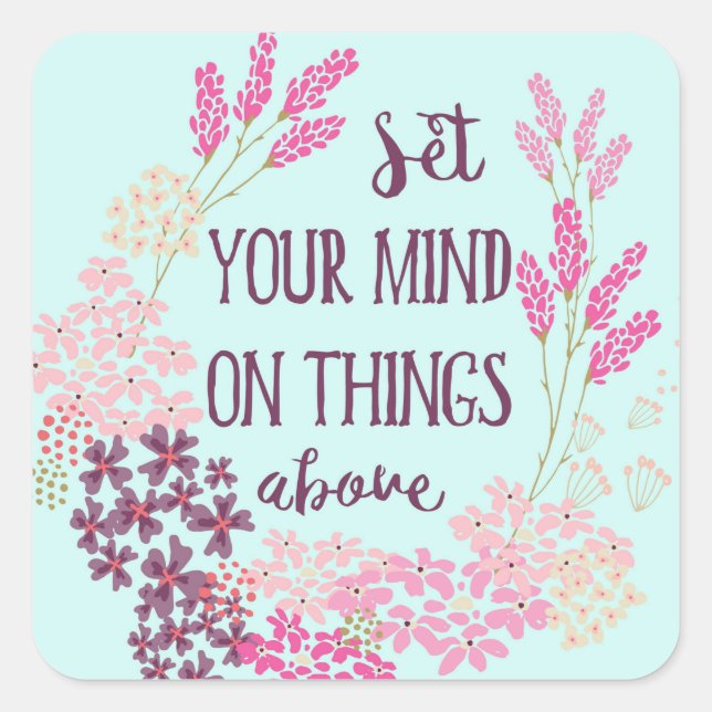 Floral Christian Bible Scripture Verse Square Sticker (Front)