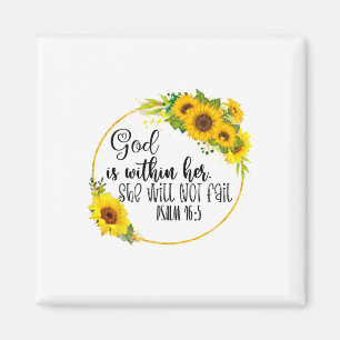 Floral Christian God Is Within Her She Will Not Fa Magnet