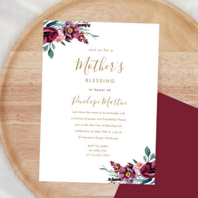 Floral Christian Mother and Baby Blessing Party  Invitation (Creator Uploaded)