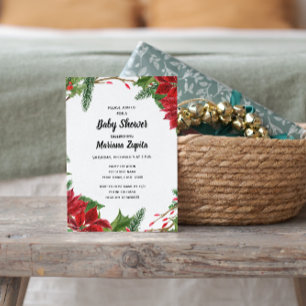 Floral Christmas Baby Shower Invitation