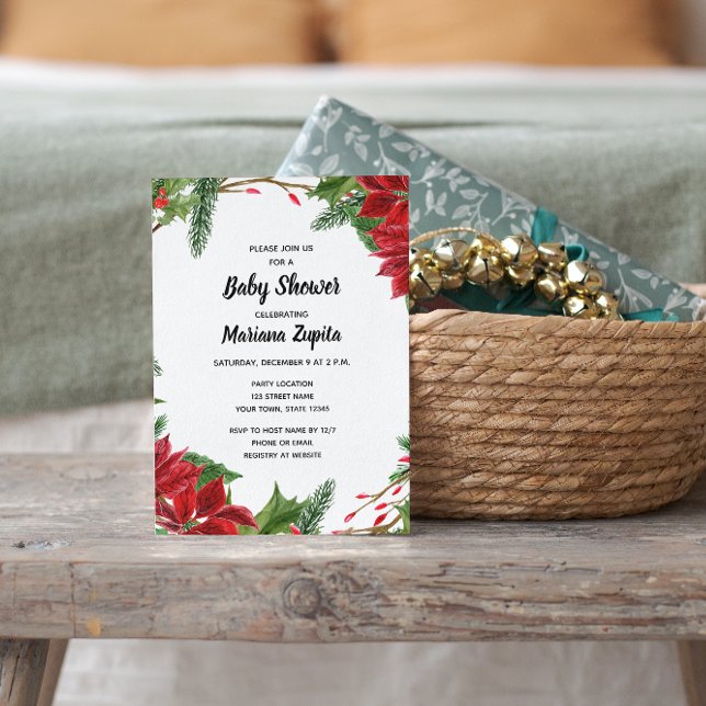 Floral Christmas Baby Shower Invitation (Creator Uploaded)