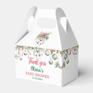 Floral Christmas Baby Shower Party Favor Box