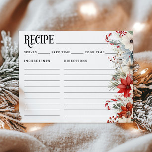 Floral Christmas Bridal Shower Recipe Card
