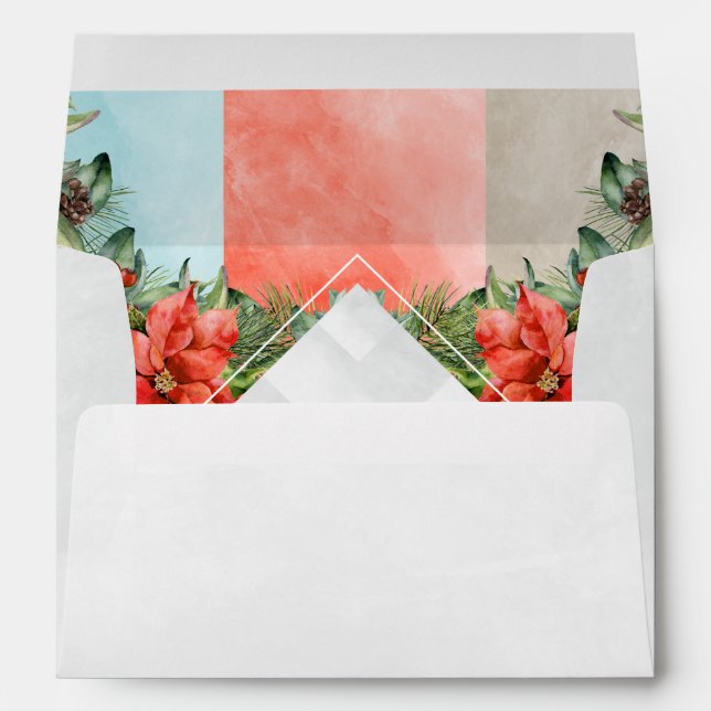 Floral Christmas Colour Block Return Address Envelope (Back (Bottom))