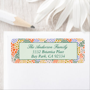 Floral Christmas Colourful Green Abstract Address Return Address Label
