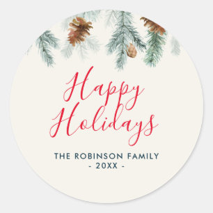 Floral christmas happy holidays sticker