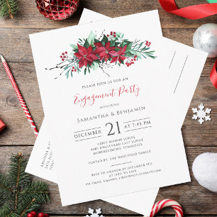 Floral Christmas Holiday Engagement Party Invitation Postcard