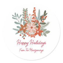Floral Christmas Holiday Family Name 