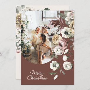 Floral Christmas Holiday Photo Personalised