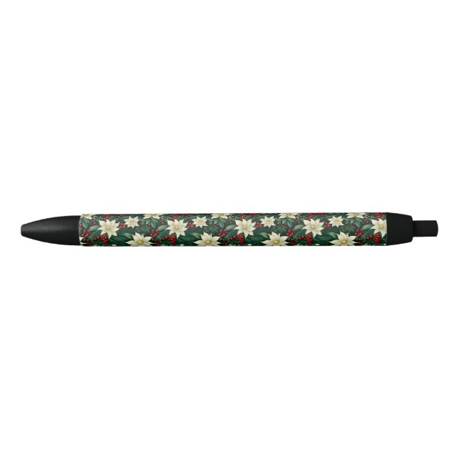 Floral Christmas Pattern  Black Ink Pen (Front)