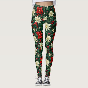 Floral Christmas Pattern  Leggings