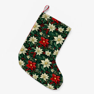 Floral Christmas Pattern Small Christmas Stocking