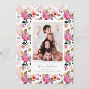 Floral Christmas Photo Holiday Card