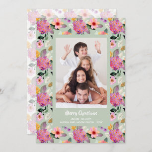 Floral Christmas Photo Holiday Card