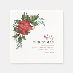 Floral Christmas Poinsettia Family Party Paper Napkin