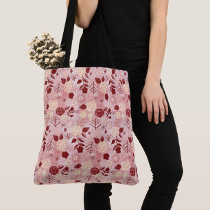 Floral Christmas rose tote bag