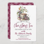 Floral Christmas Tea Party Invitation<br><div class="desc">A gorgeous Chrsitmas tea party invitation. This pretty design features a floral teacup and simple typography. Easy to customise with your own Xmas tea party event details.</div>