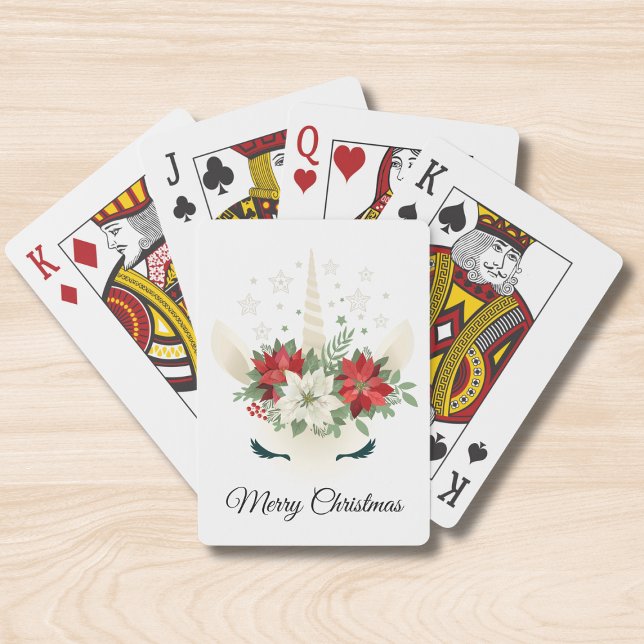 Floral Christmas Unicorn | Merry Christmas Playing Cards (Creator Uploaded)