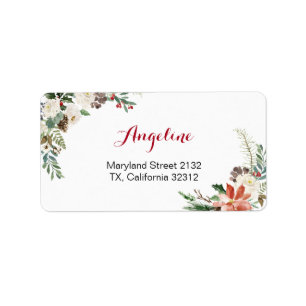 Floral Christmas Wedding Modern Address Label