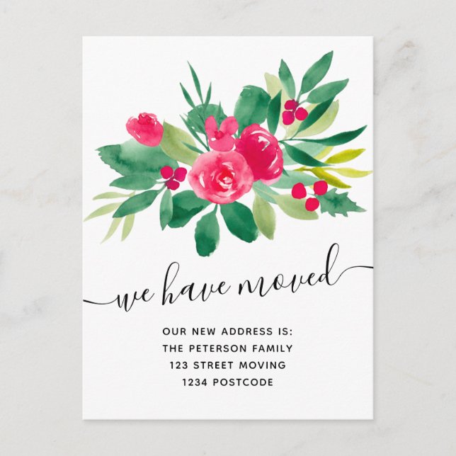 Floral Christmas winter moving announcement (Front)
