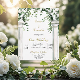 Floral Church Spanish wedding   Invitation