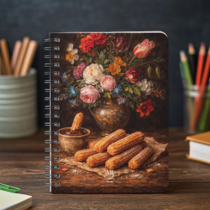 Floral Churros Still Life Monogram Notebook