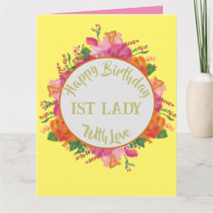 Floral Circle Banner 1st Lady Birthday Card