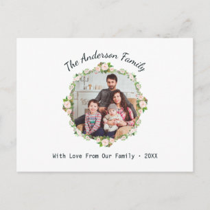 Floral Circle Family Photo with Watercolor Roses Postcard