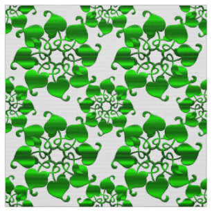 floral circles green pattern with leaves fabric