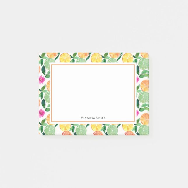 Floral Citrus Orange Lemon Lime Grapefruit Post-it Notes (Front)