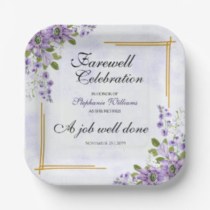 Floral Classic Elegant Women's Farewell Party Paper Plate