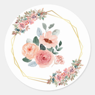 Floral  classic round sticker