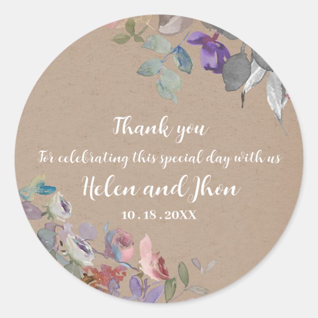 Floral Classic Round Sticker (Front)