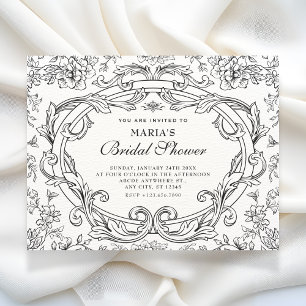 Floral classic vintage bridal shower invitation